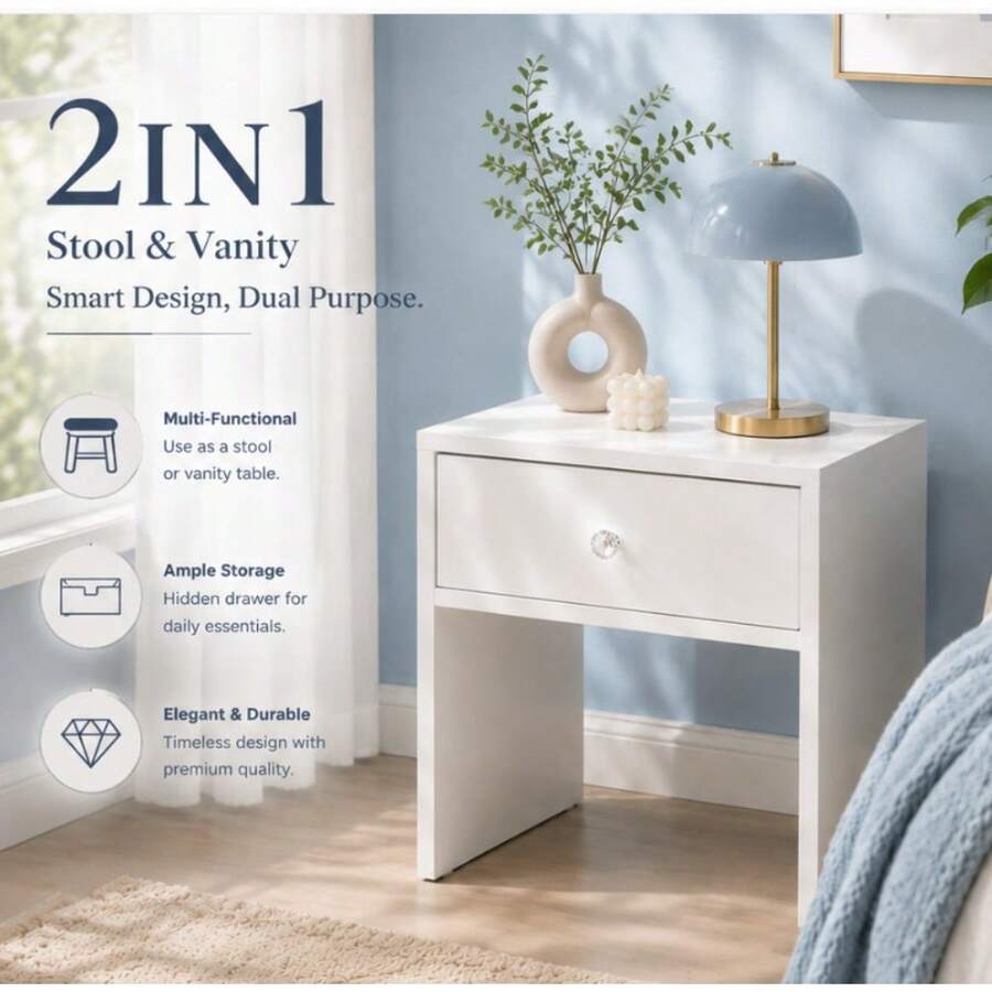 Furniture Hardware Nut - Sgabello Contenitore e Comodino 2-in-1, Organizzatore
